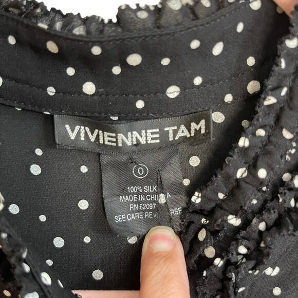 Vivienne Tam Black and White Polka Dot Silk Midi Dress - Picture 3 of 9